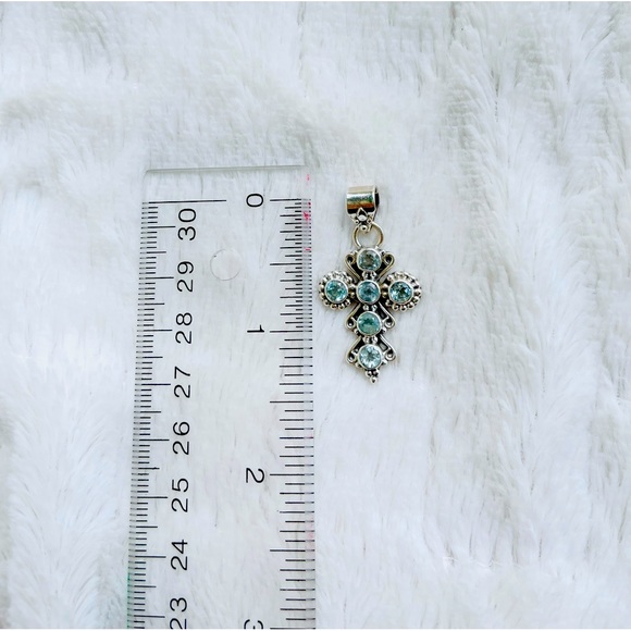 SOLD!!! Blue Topaz Cross Pendant - Picture 3 of 5